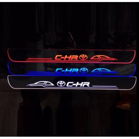 Free Shipping led Outer Door Sill Scuff Plate Animated Moving Running Glowing Light 4pcs for Toyota C-HR CHR 2016-2019