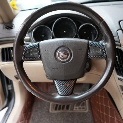 Free Shipping Carbon Style Inner Steering Wheel Button Cover For Cadillac CTS 2008-2013