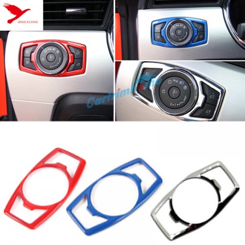 Free Shipping Interior Head light Switch Button Cover Trim 1pcs for Ford Mustang 2015 - 2019