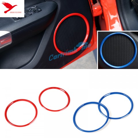 Free Shipping ABS Interior Side Door Speaker Ring Cover Trim 2pcs For Ford Mustang 2015 - 2019