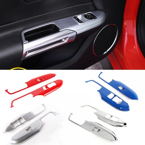 Free Shipping ABS Interior Door Cover Armrest Trim 2pcs For Ford Mustang 2015 - 2019