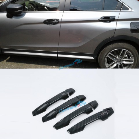 LHD Carbon Style Smart Front Side Door Handle Cover Trim 4pcs For Eclipse Cross 2017-2018