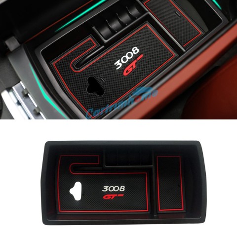 Free Shipping Black Interior Armrest Storage Box Holder For Peugeot 3008 Access / Active / Allure / GT 2016-2019