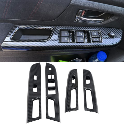 Free Shipping ABS Carbon Style Interior Window Switch Regular Cover Trim 4pcs For Subaru WRX STi 2015-2021