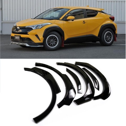 MotorFansClub Eyebrow Around Wheel Arc Fender Flares Cover Set Fit for Compatible with CHR 2017 2018 2019 Black 6Pcs 