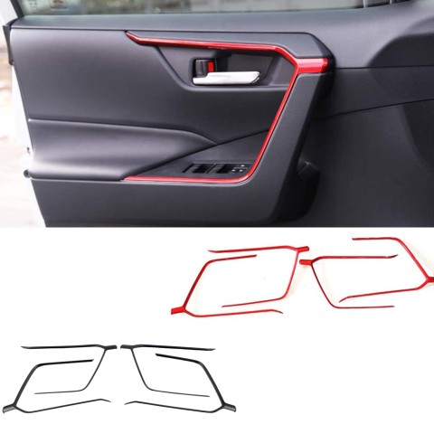 Free Shipping Door Inner Armrest Frame Handle Decor Cover Trims ABS RED 4pcs (Door Upper) For Toyota RAV4 2019 2020 2021 2022 2023