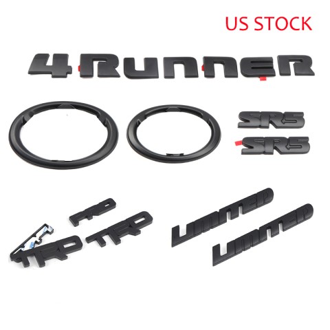 Free Shipping ABS Black Style Emblem Overlay Kit For Toyota 4Runner 2010-2023