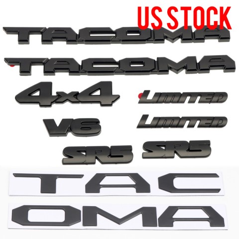 Free Shipping ABS Matt Blackout Emblem Overlay Kit For Toyota Tacoma 2016-2023